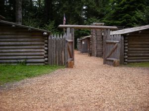 The replica of the original fort (built from original plans).  Standing where Lewis / Clark built theirs.