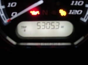 In the barn, the trip meter needs reset so we can start the next adventure.