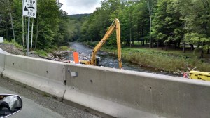 Little orange placard indicating river construction I guess.